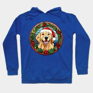 Christmas Dog Stained Glass Golden Retriever Hoodie